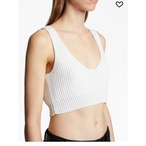 Proenza Schouler crochet knitted vest ribbed cotton cropped sweater white in S